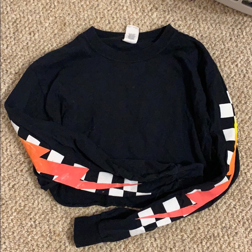 cropped long sleeve fire shirt